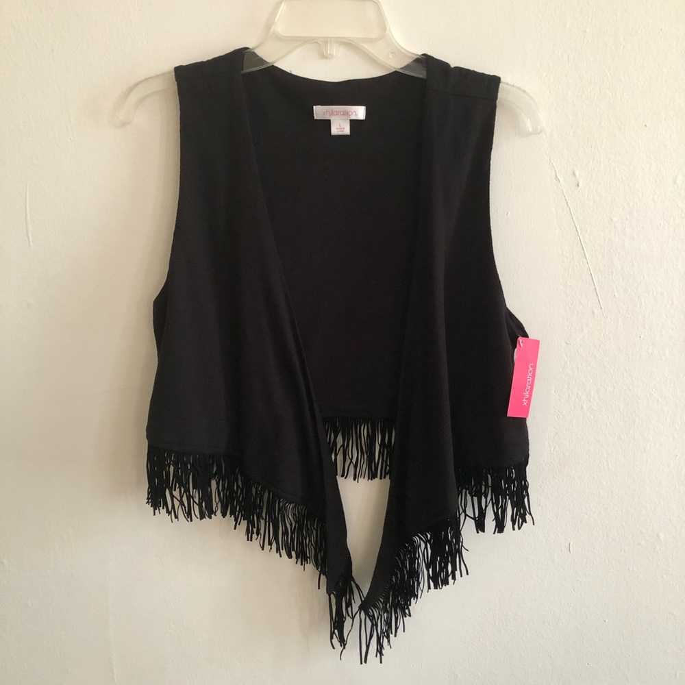 XHILARATION Black Fringe Boho Hippie Vest 🦊🎈